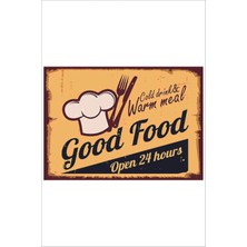 Yeni Yıldız Reklam Retro Good Food Open 24 Hours Vintage 20 x 30 Tablo