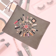 Beautyvault Kozmetik Organizer Isminizin Yazdığı Keten Makyaj Çantası
