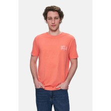 Ucla TATUM Sıcak Pembe Bisiklet Yaka Baskılı %100 Pamuk Standard Fit Erkek Tshirt