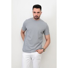 Erkek Bisiklet Yaka Etek Ucu Marka Detaylı Petek T-Shirt