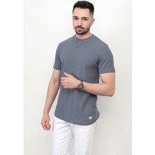 Koyu Mavi Baskısız Erkek T-Shirt O Yaka Regular Fit T-Shirt 2407