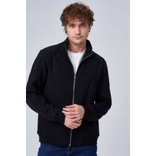 Erkek Dik Yaka Fermuar Kapama Çift Cepli Sweatshirt