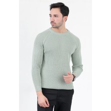 Erkek Bisiklet Yaka Triko Kazak Çağla Italyan Kol Örgü Desen Mikro Flament - 1002