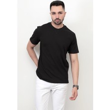 Siyah Baskısız Erkek T-Shirt O Yaka Regular Fit T-Shirt 2407