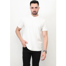 Beyaz Baskısız Erkek T-Shirt O Yaka Regular Fit T-Shirt 2407