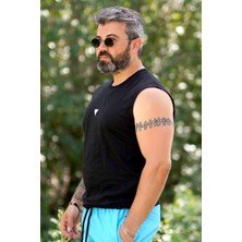 Erkek Bisiklet Yaka Exclusive Baskılı Kolsuz T-Shirt Siyah - 2752