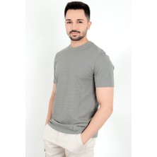 Erkek Bisiklet Yaka Etek Ucu Marka Detaylı Petek T-Shirt