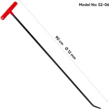 90 cm 12 mm Çap Tek Kıvrımlı Yassı Uçlu Boyasız Göçük Düzeltme Çubuğu - S2-06, Pdr Çubuk