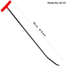 90 cm 12 mm Çap Çift Kıvrımlı Vida Dişli Uçlu Boyasız Göçük Düzeltme Çubuğu - S2-01, Pdr Çubuk
