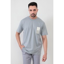 Açık Gri Erkek Extra Positive Baskılı Regular Kesim T-Shirt