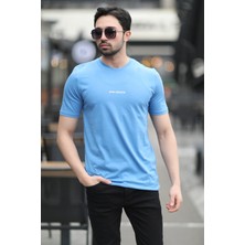 Erkek Bisiklet Yaka John Borners Dijital Baskılı T-Shirt Mavi - 2020-4
