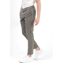 Erkek Haki Regular Fit Likralı Pamuklu Chino Pantolon - 4200