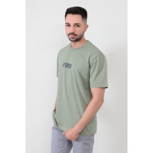 Yeşil Erkek 0039 Baskılı Regular Kesim T-Shirt