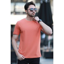 Erkek Bisiklet Yaka Regular Fit T-Shirt Turuncu - 25Y 2020