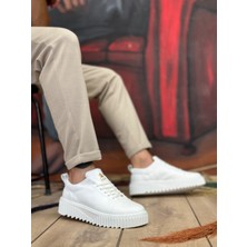 ET8104 Yüksek Taban Cilt Beyaz Bağcıklı Erkek Ayakkabı