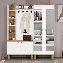 Evin-1-2 Bohem Ayaklı Aynalı Ayakkabılık Portmanto Vestiyer EVN02
