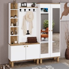 Evin-1-2 Bohem Ayaklı Aynalı Ayakkabılık Portmanto Vestiyer EVN02
