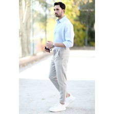 Erkek Kumaş Jogger Pantolon Taş Beli Lastikli Kordonlu %100 Pamuk - 0101