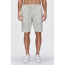 Merle Beyaz Baskılı Erkek Şort