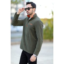 JB John Borners Erkek Dik Yaka Polar Haki yarım Fermuar Nakış Detaylı Regularfit - 6001