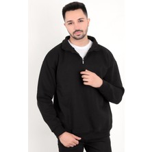 Erkek Yarım Fermuarlı Oversize Sweatshirt