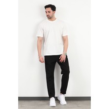 Erkek Beli Lastikli Bağcıklı Cepli Pantolon Siyah - 8057