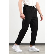 Erkek Beli Lastikli Bağcıklı Cepli Pantolon Siyah - 8057
