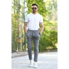 Erkek Gri Eşofman Altı Üç Cepli Beli Lastikli ve Kordonlu %100 Pamuk - 2401