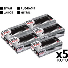 One Plus Nitril Muayene Eldiveni 100'LÜ L Büyük Boy Siyah 5 Kutu