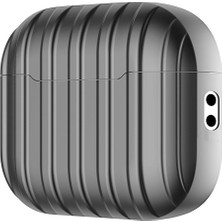 Apple Airpods Pro 2. Nesil Tam Uyumlu Kılıf Hoparlör ve Mikrofon Delikli Kapak Şeritli Bavul Tasarım