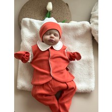 Yelekli Hastane Çıkışı Set - Kiremit / (Yelek, Pantolon, Body, Bere, Eldiven)