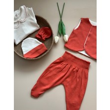 Yelekli Hastane Çıkışı Set - Kiremit / (Yelek, Pantolon, Body, Bere, Eldiven)