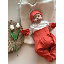 Yelekli Hastane Çıkışı Set - Kiremit / (Yelek, Pantolon, Body, Bere, Eldiven)