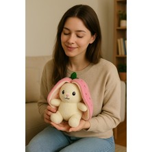 Sevimli Çilek Tavşan Peluş Çantalı Hediyelik 50 cm Oyuncak