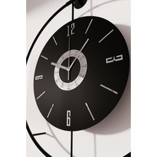(Büyük Boy - 50*75 Cm) LEDLİ Siyaha Siyah Kadranlı Lux Metal Duvar Saati