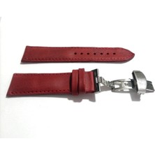 Fado Her Saate Uygun  Kelebek  Toka  22  mm   Hakiki Deri (229)  Gumuş Toka  Kırmızı