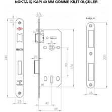 Nokta Oval Sessiz Kilit 40MM Siyah Oda Kapı Kilidi