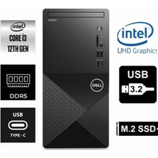 Dell Vostro 3030MT I3-12100 N6001VDT3030MT-0139 8gb 512GB Intel UHD 730 Windows 11 Pro Masaüstü Bilgisayar