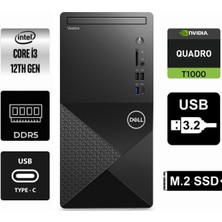Dell Vostro 3030MT I3-12100 N6001VDT3030MT-0184 32GB 2tb Quadro T1000 4gb Windows 11 Pro Masaüstü Bilgisayar