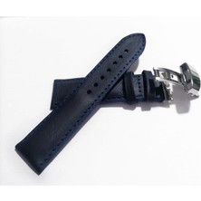 Fado Her Saate Uygun  Kelebek  Toka  22  mm   Hakiki Deri (233) Gumuş  Toka  Mavi