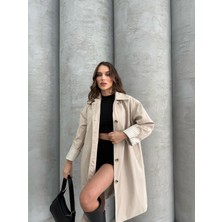 Indiana Bej Içi Desenli Kadın Trençkot
