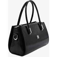 Sosela 67-8113 Kadın Kırışık Rugan Siyah Omuz ve Kol Çanta