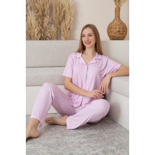 Anne Kız Kombin Kısa Kollu Desenli Gömlek Pijama Takımı (Anne Kız Ayrı Satılır)