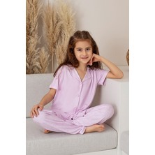 Anne Kız Kombin Kısa Kollu Desenli Gömlek Pijama Takımı (Anne Kız Ayrı Satılır)