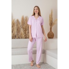 Anne Kız Kombin Kısa Kollu Desenli Gömlek Pijama Takımı (Anne Kız Ayrı Satılır)