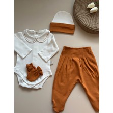 Yelekli Hastane Çıkışı Set - Tarçın / (Yelek, Pantolon, Body, Bere, Eldiven)