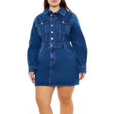 F21 Plus Size Denim Mini Elbise