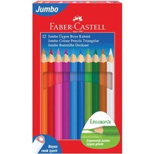 Jumbo Üçgen Boya Kalemi, 12 Renk, Ergonomik Gövde, Beyaz Renk Içerir, Kalın Uçlu, Canlı ve Örtücü Renkler