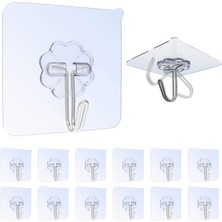 Mcreative 12 Adet Kanca, Kendinden Yapışkanlı Havlu Askısı, Maks. 8 Kg, Şeffaf, Delme Gerektirmez, Yapışkan Kanca, Banyo, Mutfak Için