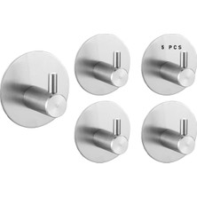 Mcreative Kendinden Yapışkanlı Askılık - 5'li Paket, Ağır Hizmet, Duvar Kancaları, Su Geçirmez Paslanmaz Çelik Askılıklar Ceket, Havlu, Bornoz Askılık Duvara Montaj, Banyo Mutfak 3m Bantlı, Krom 06